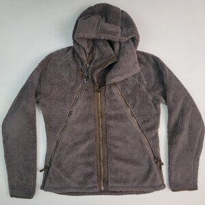 Kuhl Flight Women's Brown Hooded Deep Pile Fleece Pullover Jacket Sweater Lrg